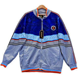 Red Ape MCMXXXIII Men's Fleece Lined Track Jacket Full Zip Blue Grey Size XL NWT